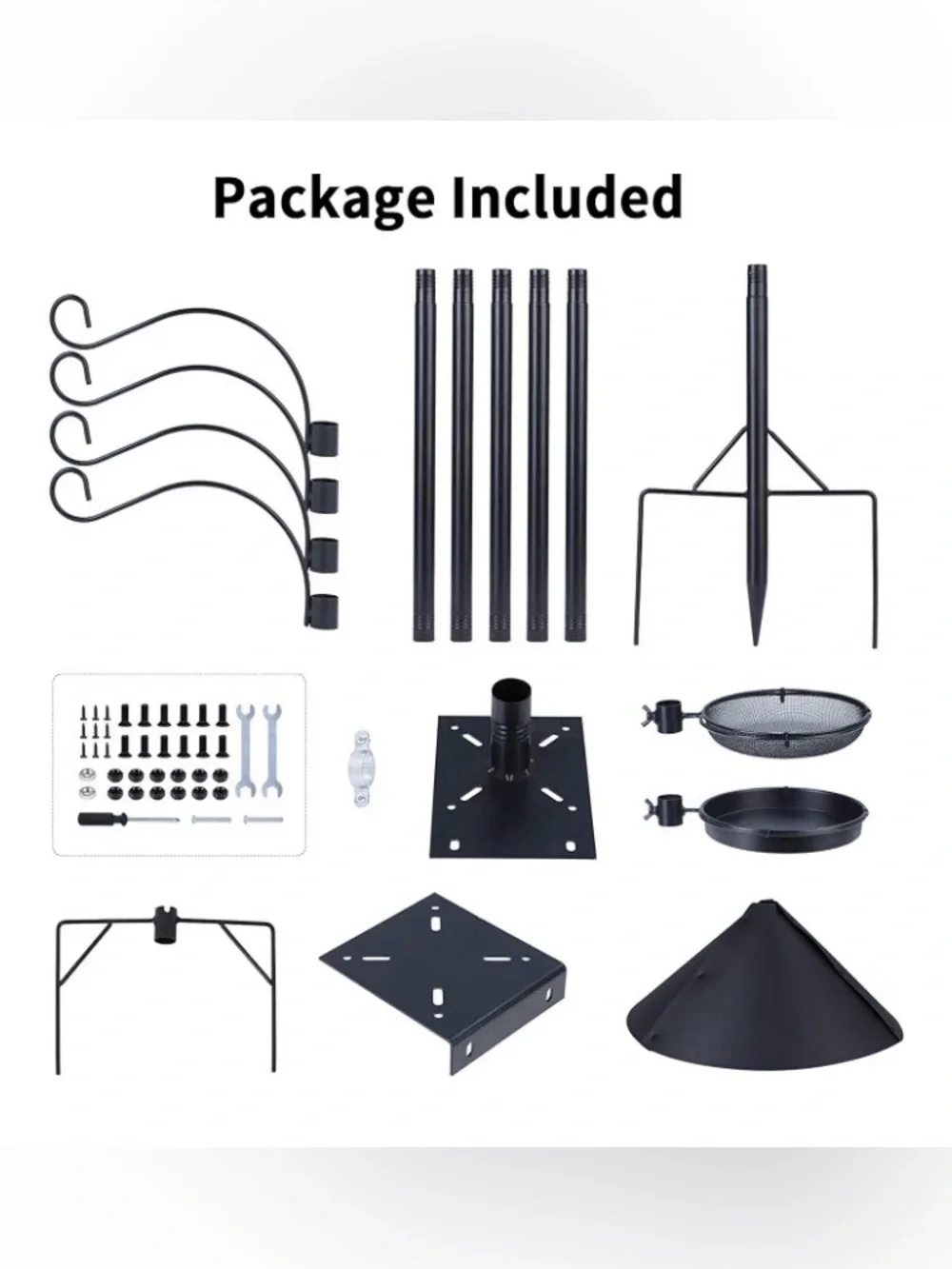 4 in 1-92 Inch Bird Feeder Pole with Squirrel Baffle With Bath, Food Tray,New